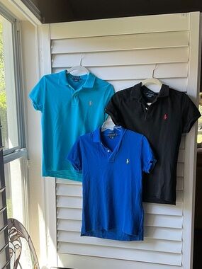 Ralph Lauren women polo Set of 3,Teal, Royal Blue &  black.